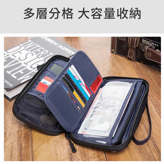 【Touring】RFID防盜旅行護照包 隨身手提掛脖防水斜背包 三層大容量 手機證件夾長夾 出國旅遊收納包