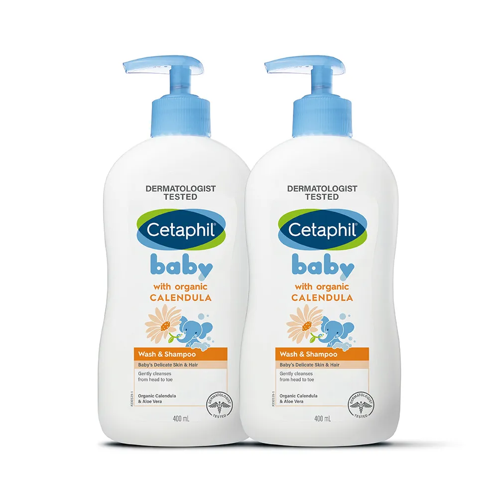 【Cetaphil 舒特膚】官方直營 Baby舒緩洗髮沐浴露 400ml*2入(嬰兒洗澡洗髮精/沐浴乳/金盞花/B5)