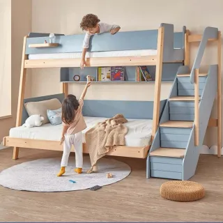 【成長天地】澳洲Boori 兒童雙層床高低床子母床附樓梯收納櫃BR015(澳洲30年嬰童知名品牌)