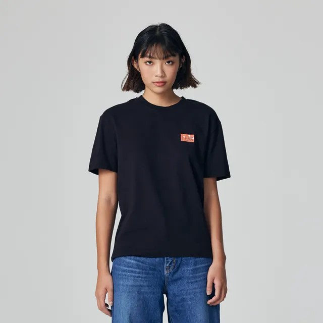 【Lee】出清品-女裝 短袖T恤 / 皮牌紮染 左胸小LOGO 氣質黑 Boyfriend版型 / 101+ 系列(LB302095K11)