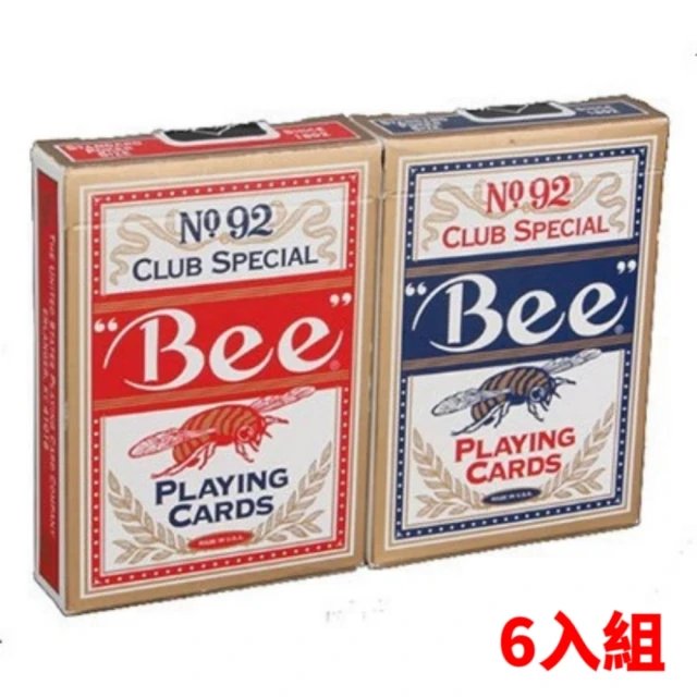 Bee 蜜蜂No92撲克牌6入組(美國百年老牌/台灣比賽指定用牌)