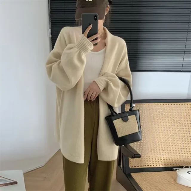 【D.studio】韓版氣質溫柔風寬鬆針織外套(上衣 女裝 衣服 外套 長袖上衣 毛衣 針織上衣 J190)