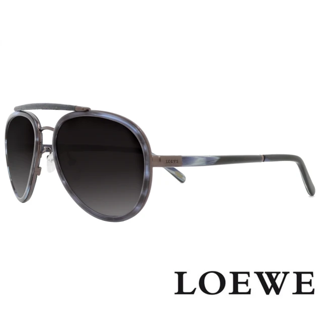 LOEWE 羅威 西班牙皇室 大理石紋皮革款太陽眼鏡(黑/藍
