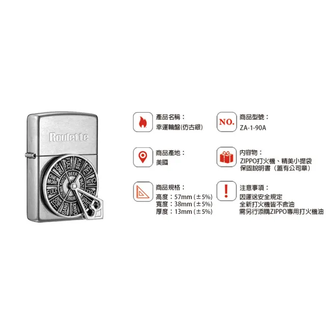 【Zippo官方直營】幸運輪盤-仿古銀-防風打火機(美國防風打火機)