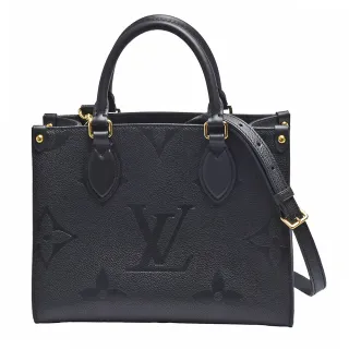 【Louis Vuitton 路易威登】M45653 ONTHEGO PM經典Empreinte牛皮手提/斜背包(黑)