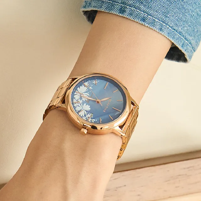 【Relax Time】wwiinngg聯名合作蔚藍記憶珍珠貝女士時尚腕錶 藍面 38mm(RT-101-5)