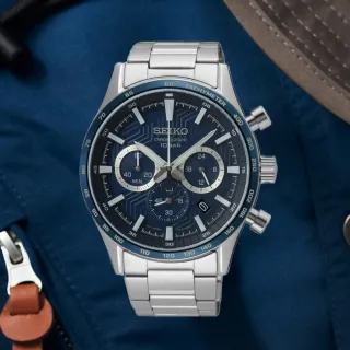 【SEIKO 精工】CS系列 輪胎紋計時手錶-藍43mm(SSB445P1/8T63-00Y0B)
