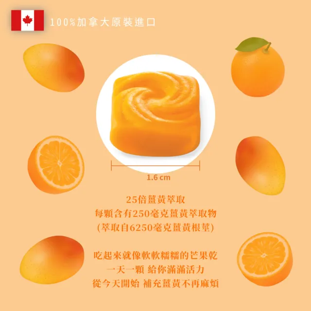 即期品【Jamieson 健美生】薑黃軟糖-芒果柳橙風味1入60顆(效期2024/09 母親節)