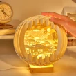 【JH】3D立體光影紙雕燈 創意桌面裝飾畫擺件 浪漫小夜燈 氛圍燈 12cm(母親節禮物)