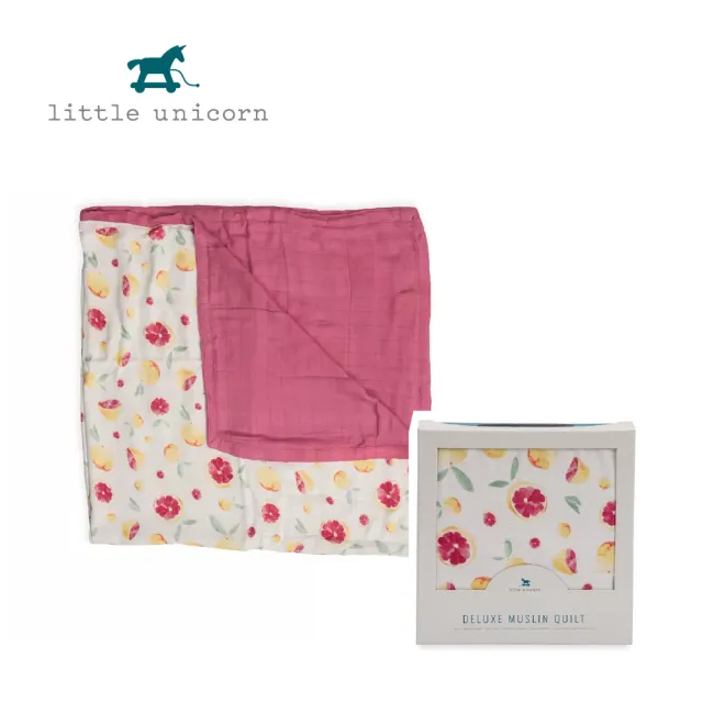 【Little Unicorn】竹纖維四層紗布毯 柚美麗(推車毯 紗布毯)