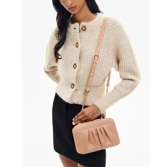 PEDRO 壓花皮革微形錢包-灰褐色/黑色(小CK集團品牌 