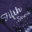 【5th STREET】女裝修身抽繩設計印花薄長T-紫色