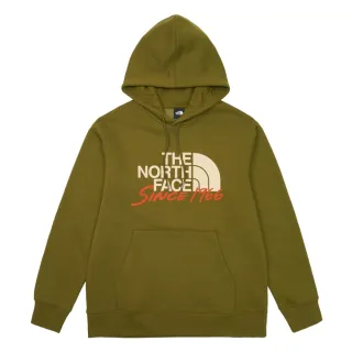 【The North Face 官方旗艦】北面男款綠色舒適保暖大尺寸LOGO印花休閒長袖帽T｜88FSPIB