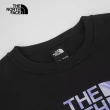 【The North Face 官方旗艦】北面女款黑色舒適透氣大尺寸LOGO印花休閒長袖大學T｜88FUJK3