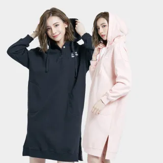 【5th STREET】女裝連帽針織長版洋裝-粉紅/黑色