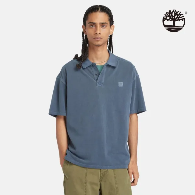 【Timberland】男款深寶石藍短袖Polo衫(A42D5433)