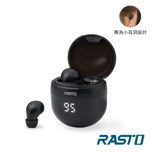 RASTORASTO RS61 黑曜石小耳洞專用電量顯示真無線藍牙5.3耳機