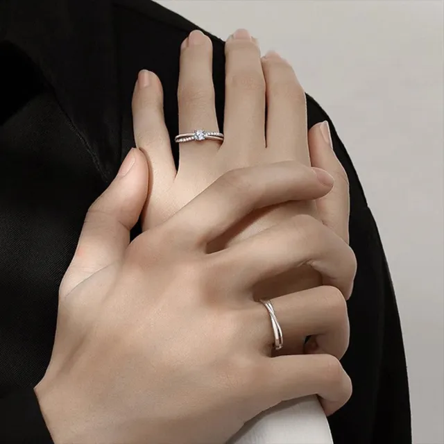 【LEESA】純銀戒指 純銀對戒 鑽石戒指 銀戒 戒指 訂情戒指 開口戒指 情人節禮物 送男友 送女友禮物