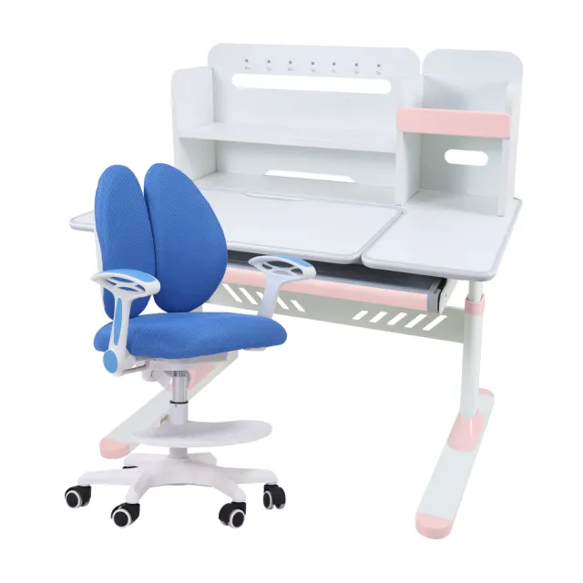 【E-home】粉紅LOCO洛可兒童成長桌椅組(兒童書桌 升降桌 書桌)