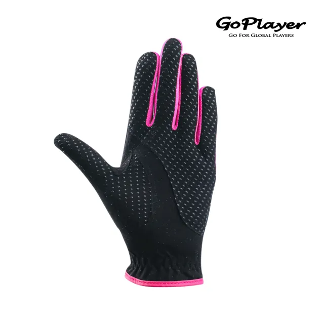【GoPlayer】女高爾夫手套-黑(女款雙手 超纖布 萊卡布 矽膠止滑 高爾夫手套 矽膠防滑 透氣)