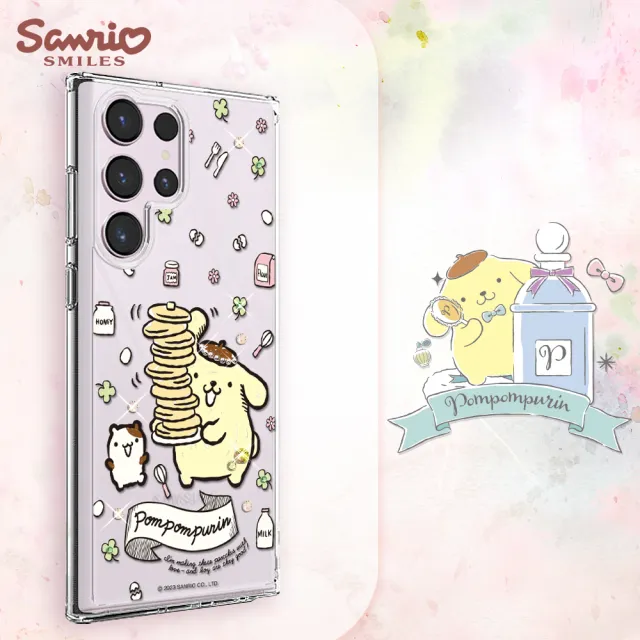 【apbs】三麗鷗 Samsung S25/S24/S23/S22系列 輕薄軍規防摔水晶彩鑽手機殼(鬆餅布丁狗)
