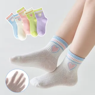 【安朵童舖】現貨韓版兒童網眼襪女童網眼襪五入組男童寶寶透氣襪卡通印花襪子(051)