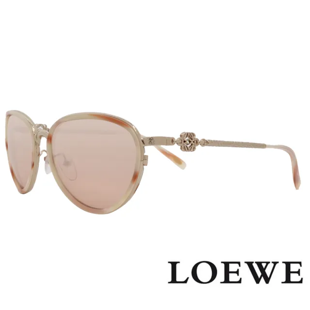 【LOEWE 羅威】西班牙奢華訂製款-氣質細框型太陽眼鏡(白/銀 SLW428-594X)
