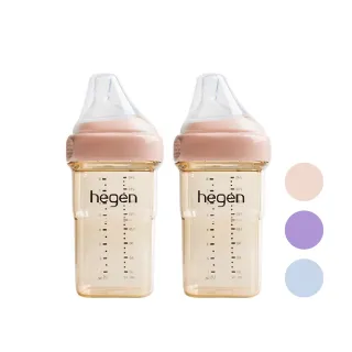 【hegen】金色奇蹟PPSU多功能方圓型寬口奶瓶240ml雙瓶組 共三色(嫣粉、漾紫、沁藍)