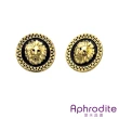 【Aphrodite 愛芙晶鑽】獅子耳釘 圓釦耳釘/個性立體獅子圓釦造型耳釘(2色任選)