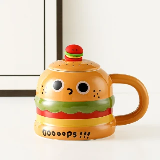 【最愛漢堡】ins可愛漢堡陶瓷馬克杯(耐熱杯 陶瓷杯 水杯 茶杯 咖啡杯 牛奶杯 辦公室 家用 喝水)