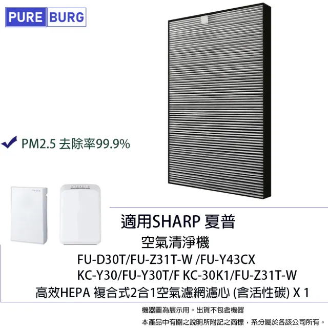 PUREBURG】適用SHARP夏普FU-D30T-W FU-Z31T KC-Y30 FU-Y30T 副廠濾網