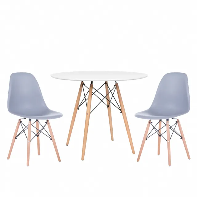 【E-home】Galan加蘭北歐一桌二椅套組-EMS幅80cm-七色可選(餐桌椅組)