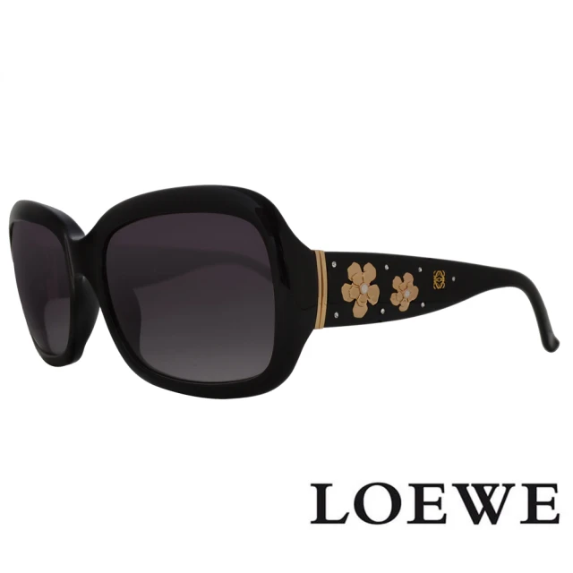 LOEWE 羅威 品牌經典大理石紋鍊鎖設計款太陽眼鏡(黑/黑