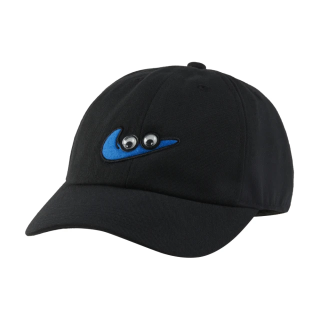 【NIKE 耐吉】帽子 童帽 棒球帽 運動帽 K NK CLUB CAP US CB SWOOSHY 黑 FZ0831-010