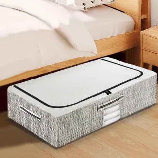 【收納女王】56L高級棉麻大容量床下收納箱(收納箱 衣物整理箱 收納籃)
