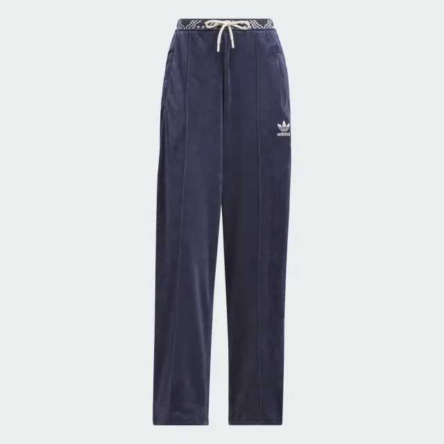 【adidas 愛迪達】長褲 女款 運動褲 三葉草 亞規 新年 VELOUR SST PANT 藏青 IX4231