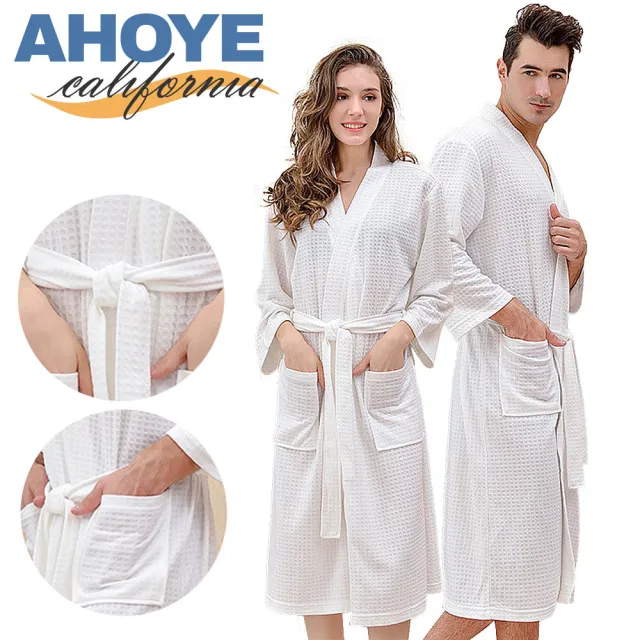 【AHOYE】四季薄款吸水快乾浴袍 睡袍 居家服 睡衣 沐浴