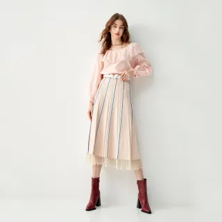 【iROO】立體條飾針織長裙