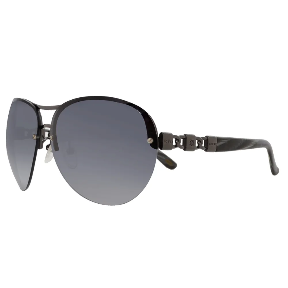 【LOEWE 羅威】品牌經典大理石紋鍊鎖設計款太陽眼鏡(黑/黑灰 SLW379-0568)