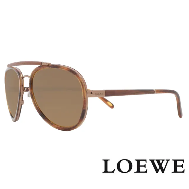 【LOEWE 羅威】西班牙皇室 大理石紋皮革款太陽眼鏡(琥珀/咖啡 SLW431V-R80X)
