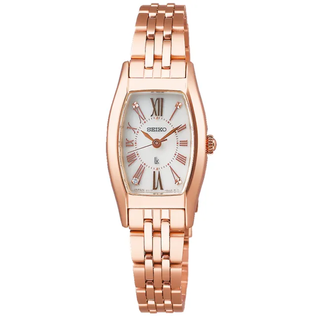 【SEIKO 精工】LUKIA系列 酒桶形 玫瑰金 太陽能腕錶 母親節 禮物 推薦(SUP440J1/V117-0EE0P)