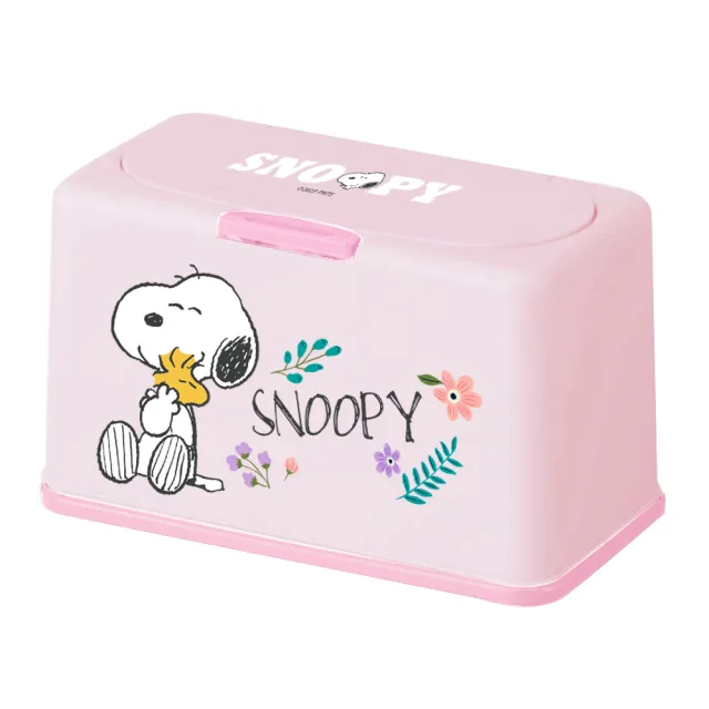 【SONA森那家居】SNOOPY 史努比 滿版底色 萬用收納盒 口罩 衛生紙 收納盒(10X20X12.8)