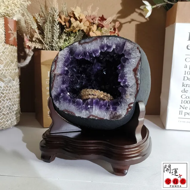 【開運方程式】紫晶洞l特紫花瓣瑪瑙邊紫水晶洞AGU629(4kg烏拉圭錢袋子)