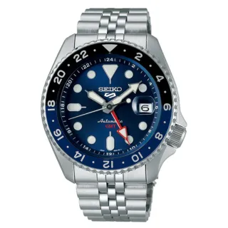 【SEIKO 精工】Seiko 5 Sports系列 精工5號GMT雙時區不鏽鋼機械錶-藍黑42.5mm(SSK003K1/4R34-00A0B)