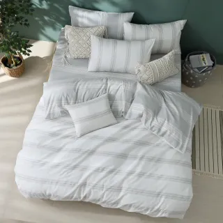 【HOYACASA  禾雅寢具】100%精梳棉兩用被床包組-協奏序曲(雙人-天絲入棉30%)