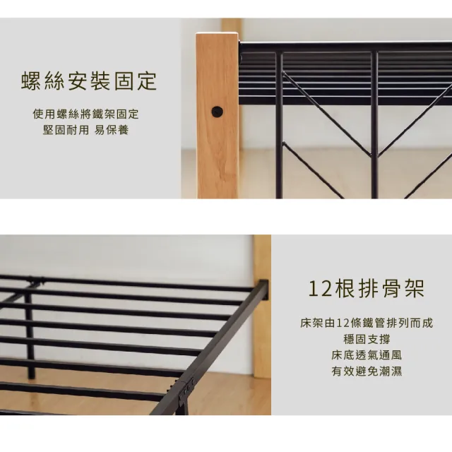 【RICHOME】杰曼5呎雙人床/雙人床架(鐵床 床架  雙人床)