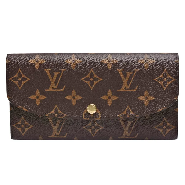 【Louis Vuitton 路易威登】M60697 Emilie系列經典Monogram釦式長夾(金釦-紫紅)