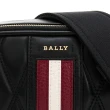【BALLY】經典紅白條紋菱格羊皮相機包（黑）