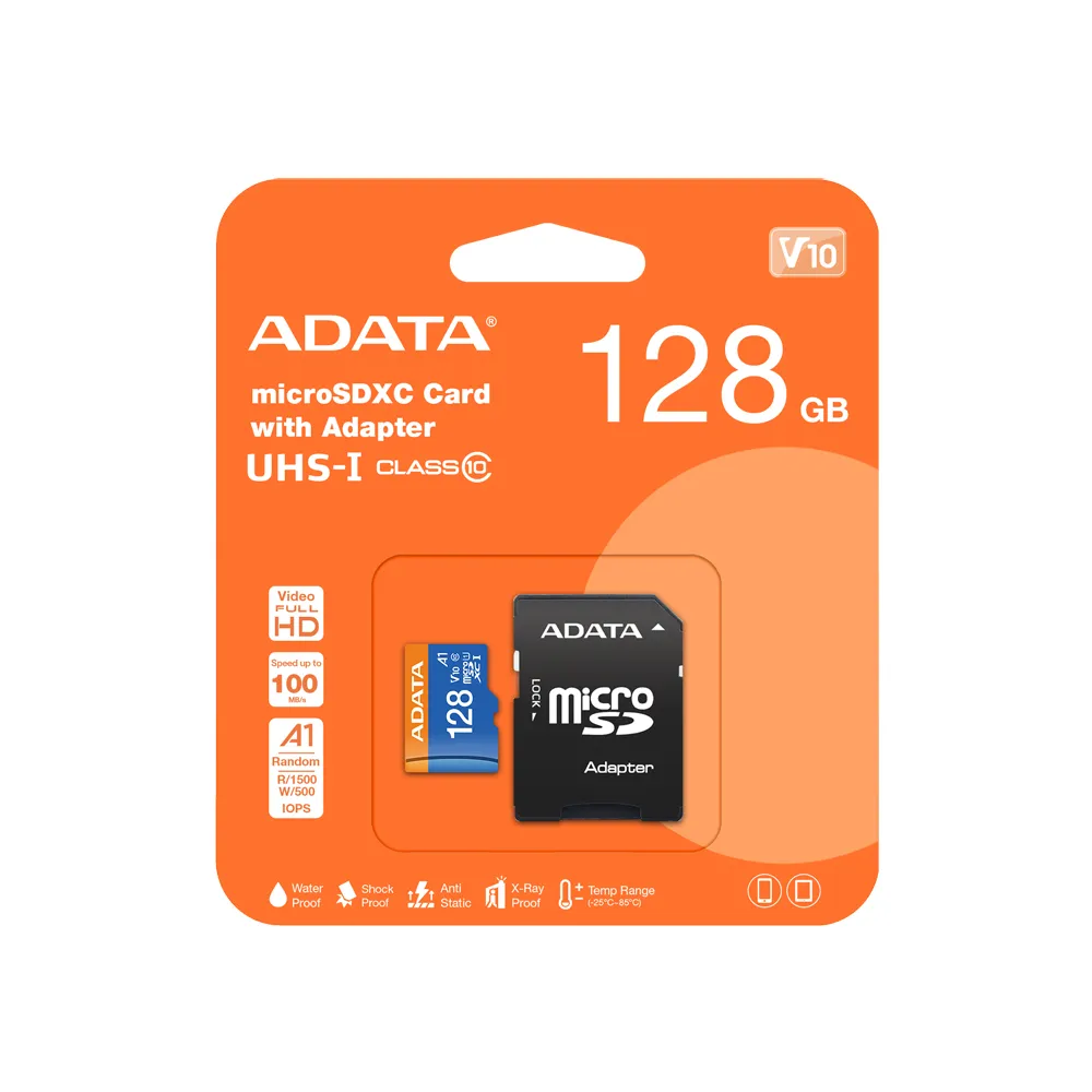 【ADATA 威剛】microSDXC UHS-I C10/U1/V10/A1 128G 記憶卡(附轉卡)