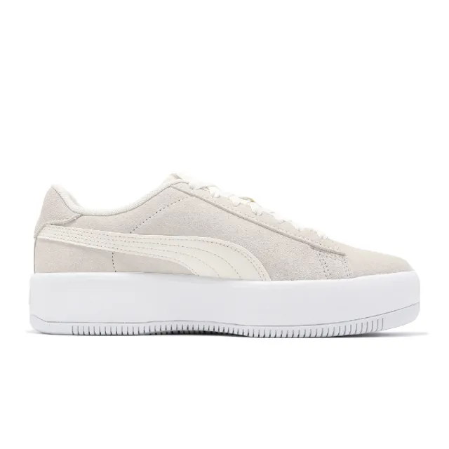 【PUMA】休閒鞋 Lily Platform SD Wns 女鞋 米白 白 麂皮 微增高 低筒 小白鞋(387739-01)